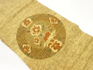 上代紬金彩丸文に草花模様名古屋帯